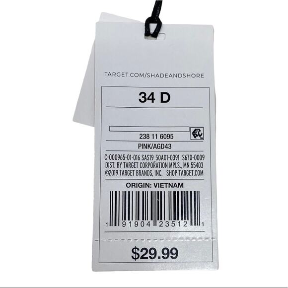 Shade & Shore Pink And Orange Tie Dye Light Lift Bikini Top Size 34 D NWT - Picture 8 of 9